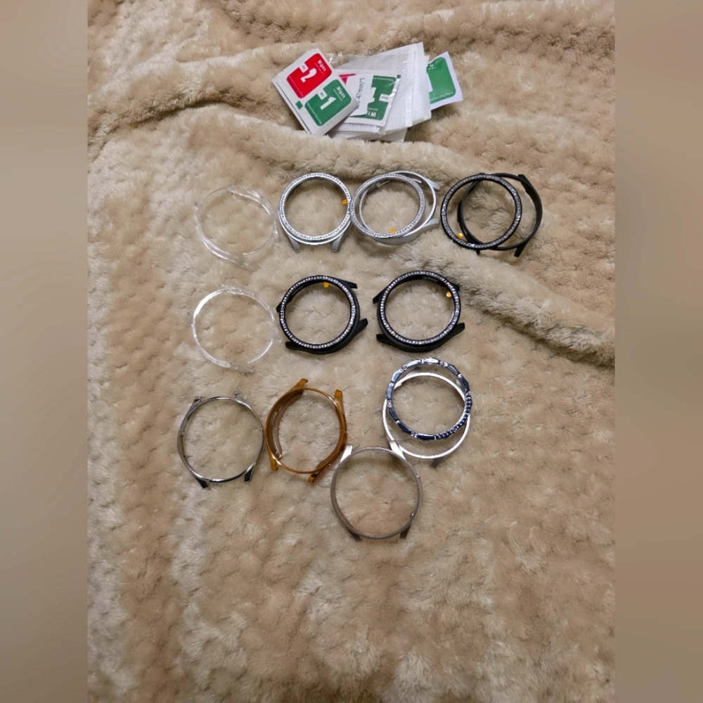 LOT 47 mm case, bling Bezel and screen protector and a lot of watch bands